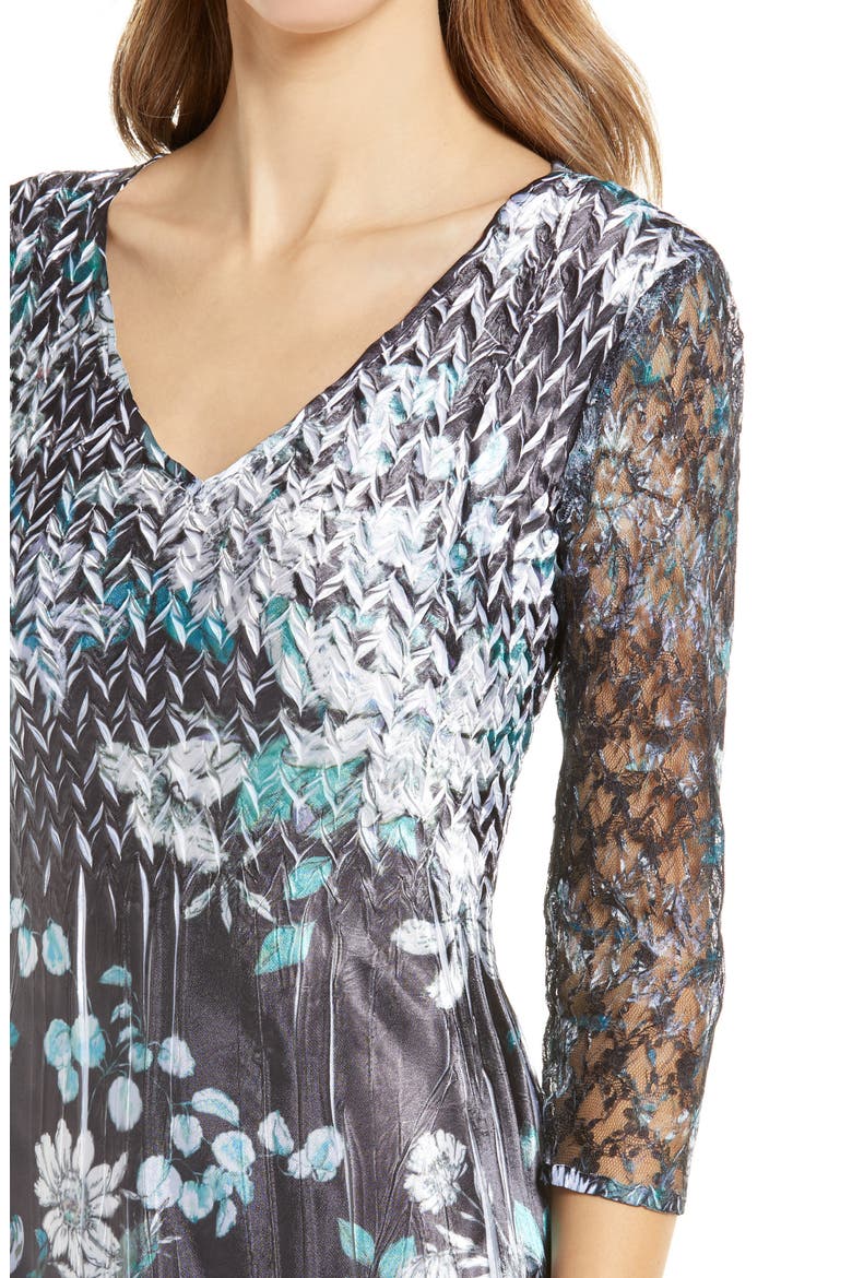Charmeuse & Lace A-Line Dress, Alternate, color, LILLY BLOOM