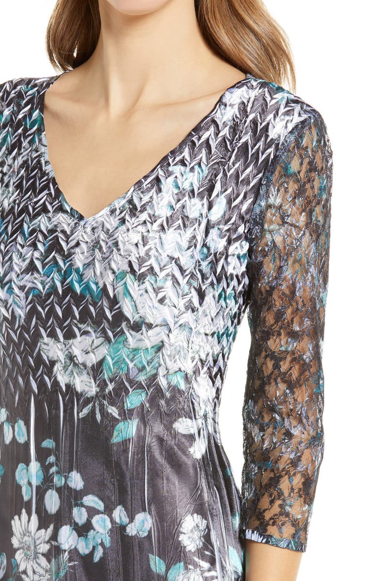 Komarov Charmeuse & Lace A-Line Dress, Alternate, color,