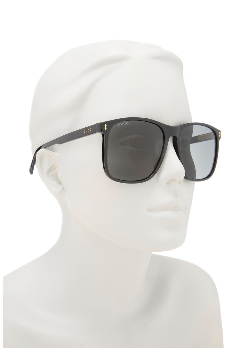 57mm Square Sunglasses, Alternate, color, BLACK BLACK GREY