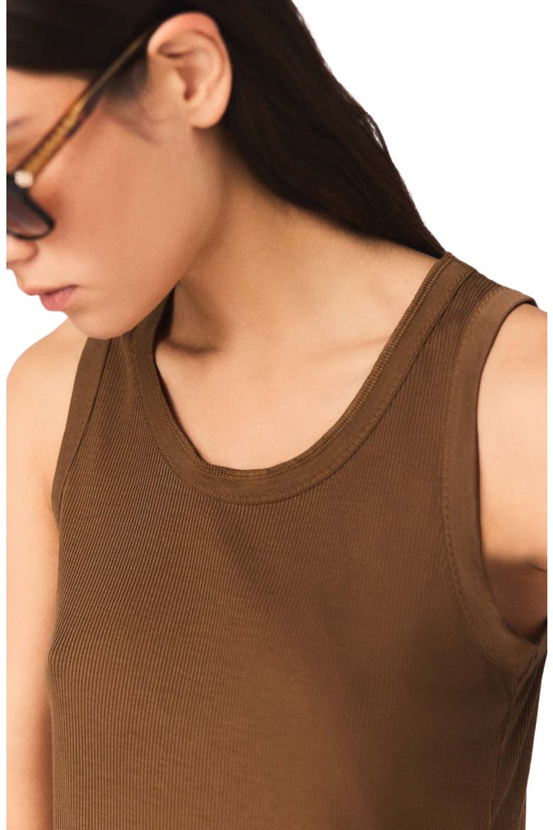 Rib knit vest top, Alternate, color, Brown