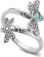 SAMUEL B. Sterling Silver Blue Topaz Dragonfly Bypass Ring