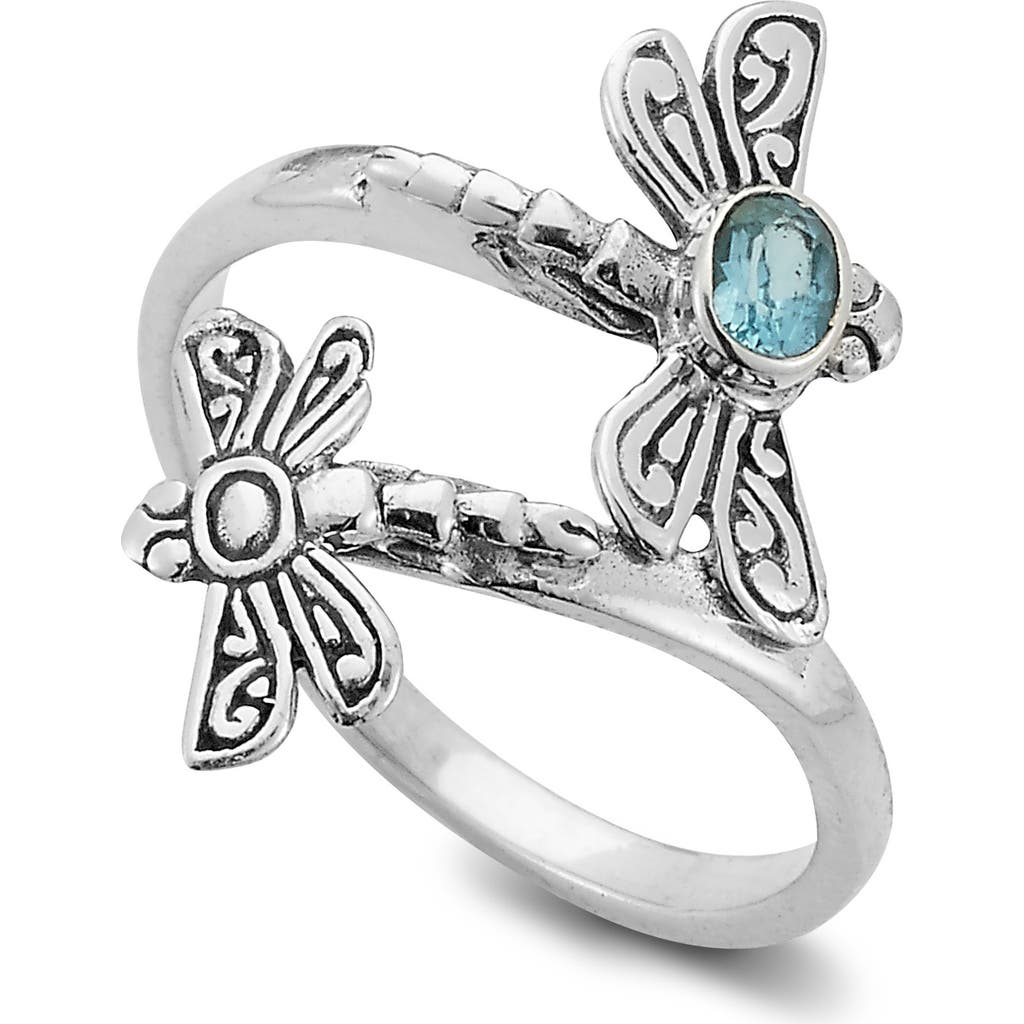 Samuel B. Sterling Silver Blue Topaz Dragonfly Bypass Ring