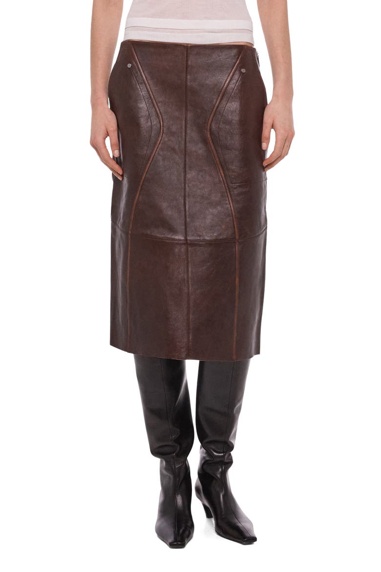 Leather Saddle Midi Skirt, Main, color, SADDLE