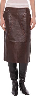 Helmut Lang Leather Saddle Midi Skirt