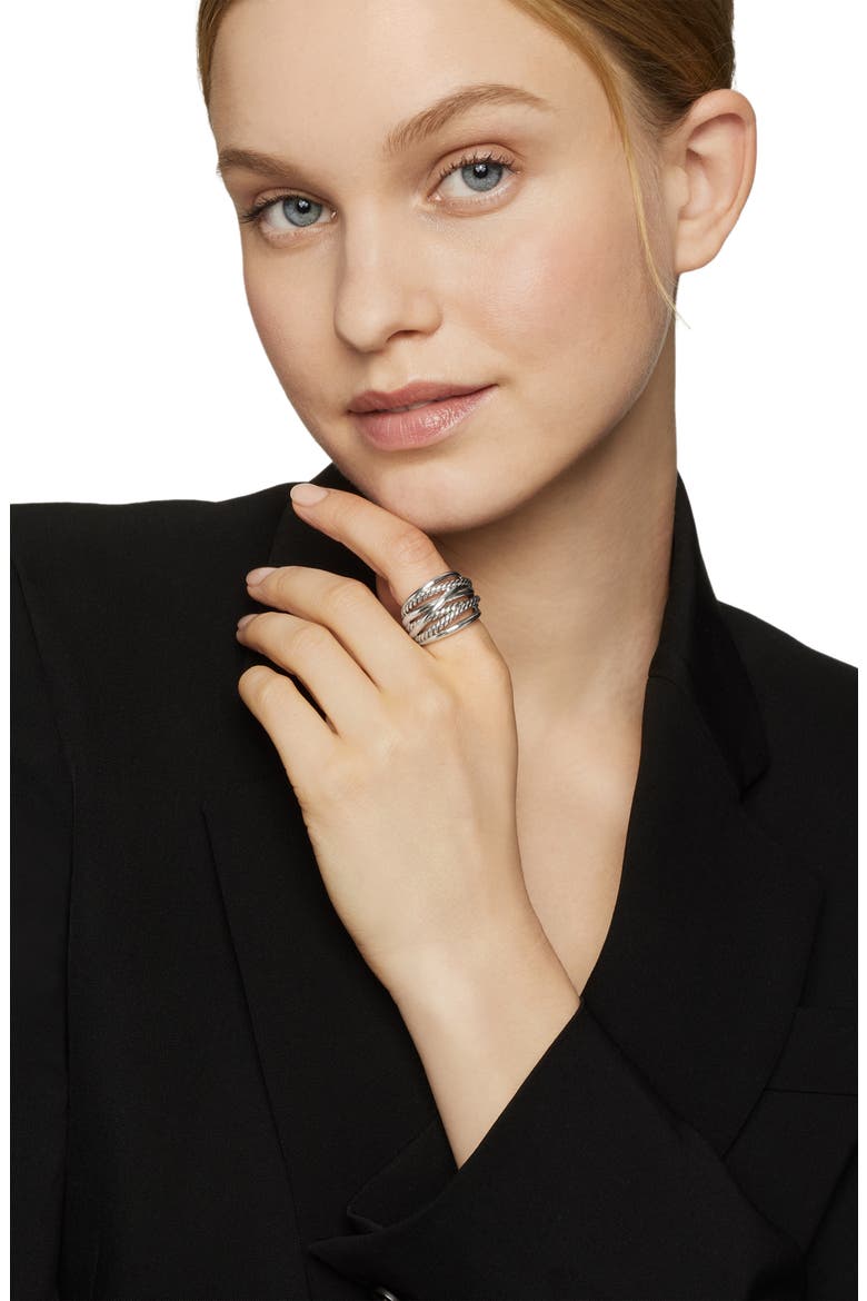 Crossover Wide Ring, Alternate, color, SILVER