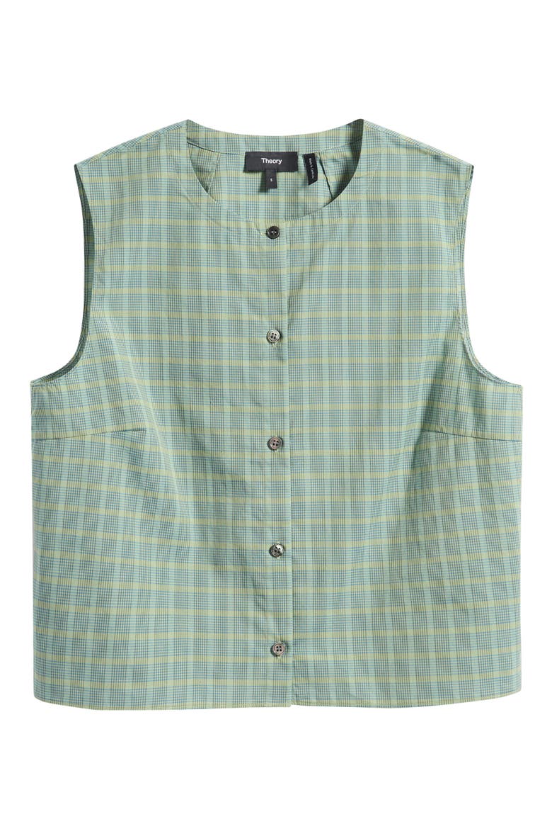 Button-Up Check Print Shell, Alternate, color, GREEN MULTI