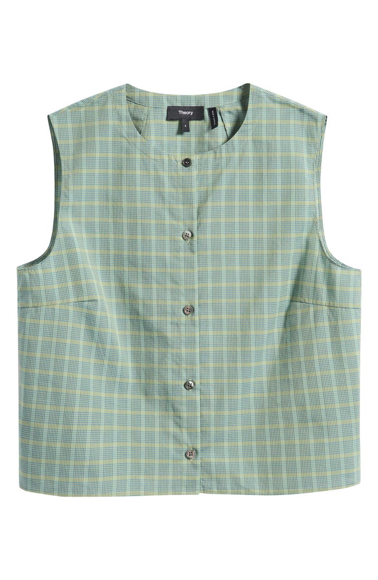 Theory Button-Up Check Print Shell, Main, color, Green Multi