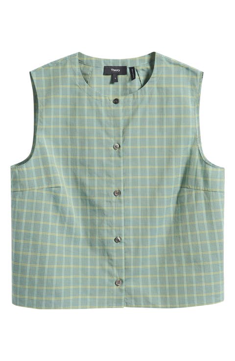 Button-Up Check Print Shell
