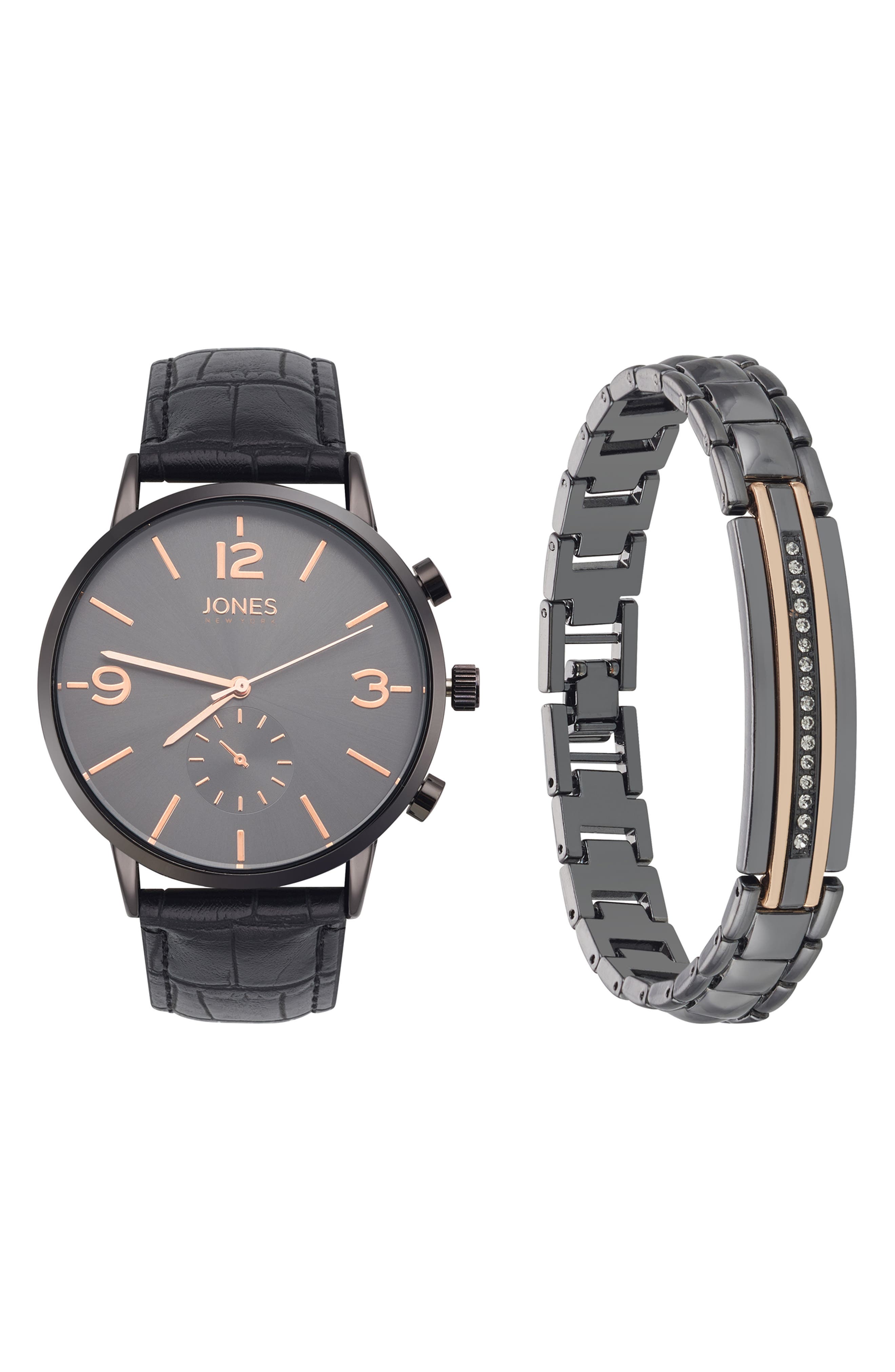 Jones New York Three-Hand Quartz Bracelet Watch & ID Bracelet Set