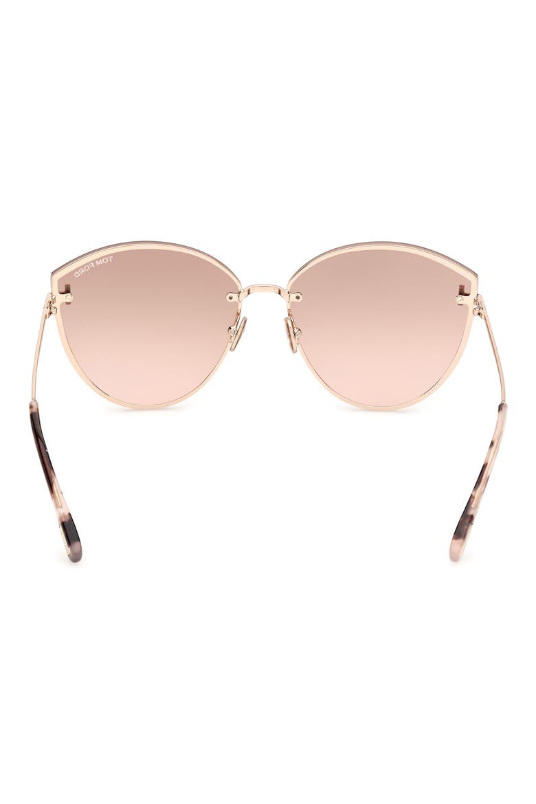 Evangeline 63mm Oversize Gradient Cat Eye Sunglasses, Alternate, color, SHINY ROSE GOLD / BORDEAUX MIRROR