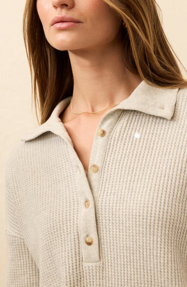 Faherty Surf Organic Cotton Waffle Henley, Alternate, color, Light Grey Heather