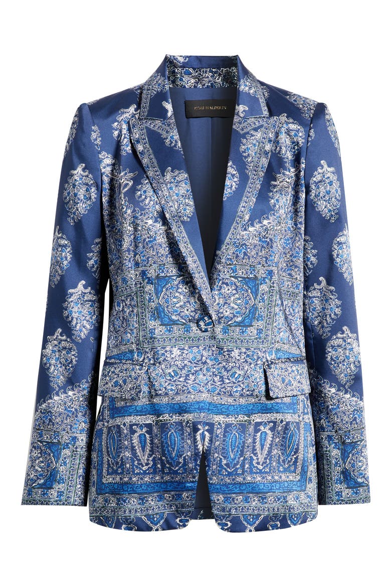 Maeve Mixed Paisley Print Satin Jacket, Alternate, color, INDIGO MULTI