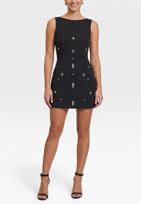 Celice High Neck Beaded Mini Dress