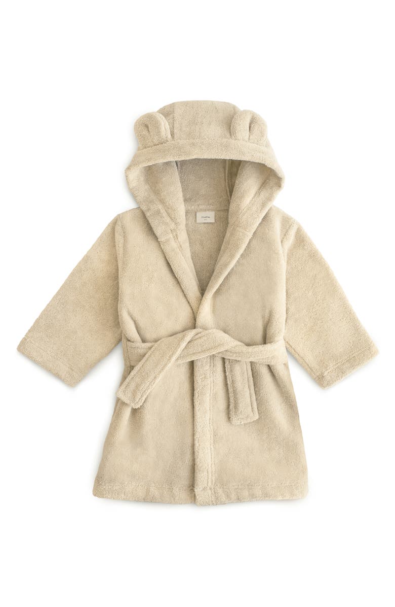 Mushie Bear Organic Cotton Terry Robe, Main, color, Fog