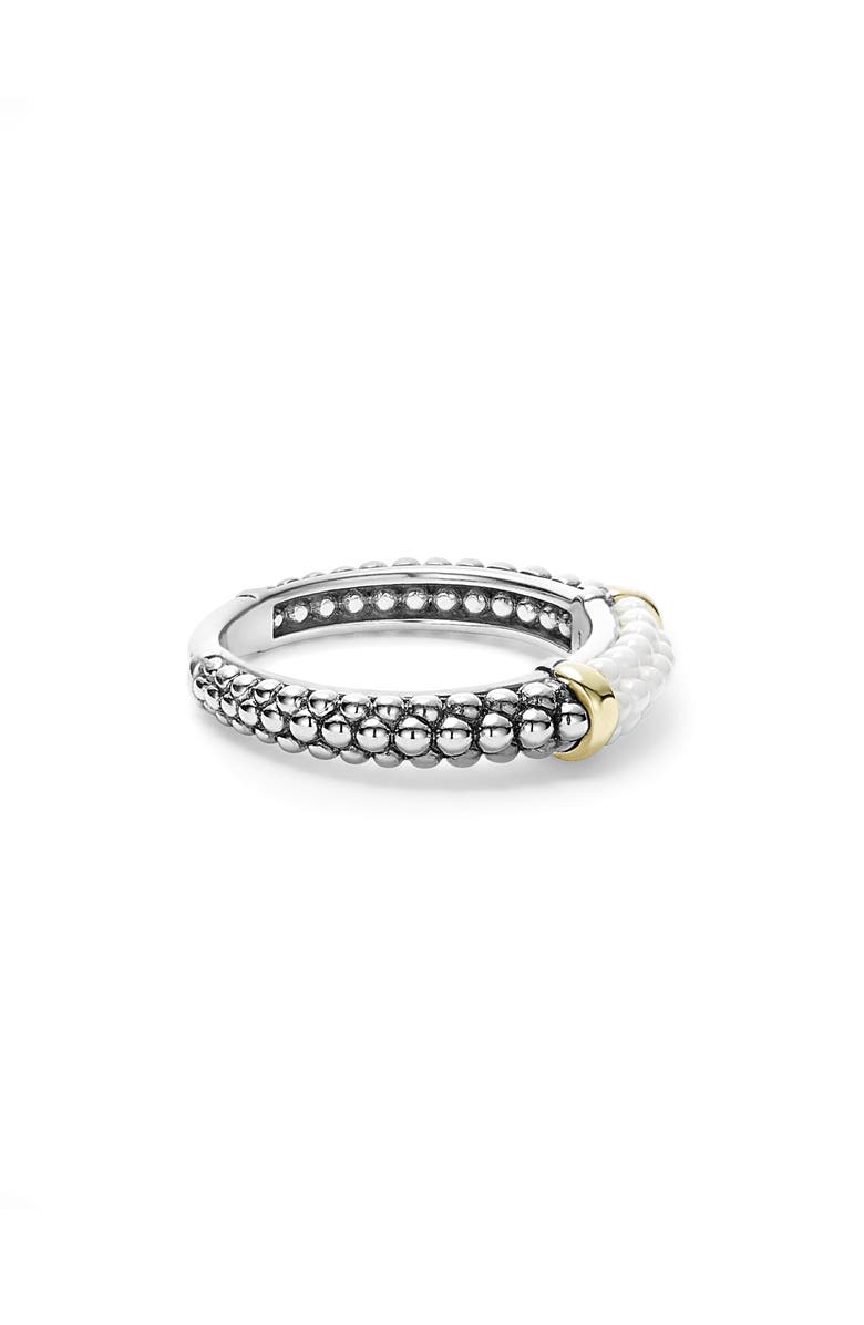 LAGOS 'Caviar' Stacking Ring, Alternate, color, White/ Gold
