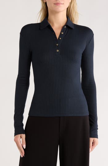 Rag & Bone The Knit Rib Polo In Black