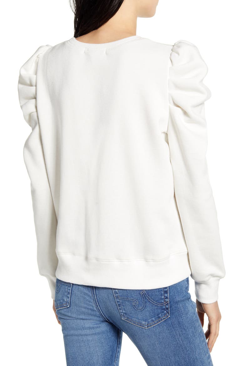 Janine Puff Sleeve Sweatshirt, Alternate, color, ECRU