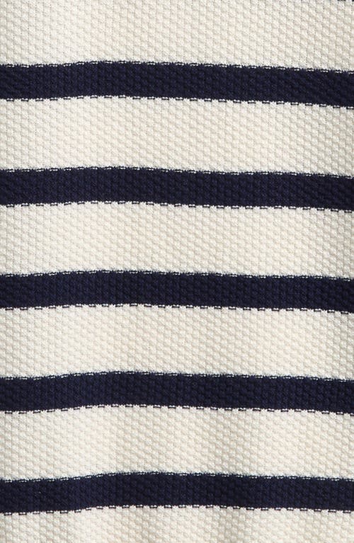 Nordstrom Kids' Stripe Cotton Half Zip Sweater In Ivory Egret- Navy Grant Stripe