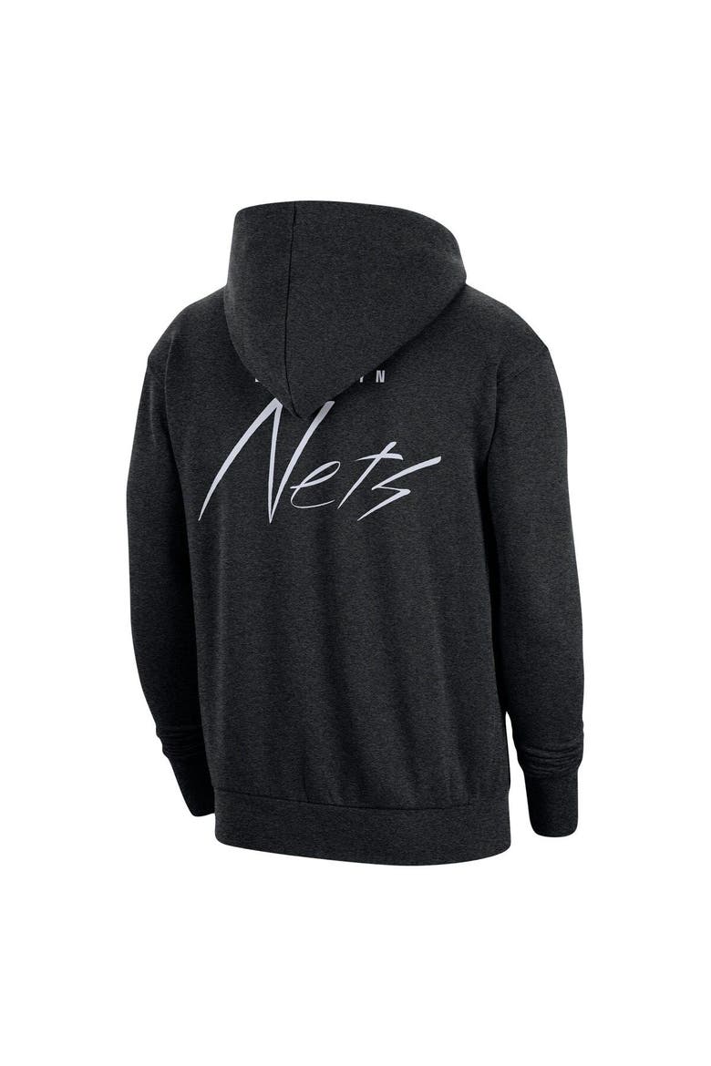 Men's Nike Heather Black Brooklyn Nets Courtside Versus Flight Pullover Hoodie, Alternate, color, Heather Black
