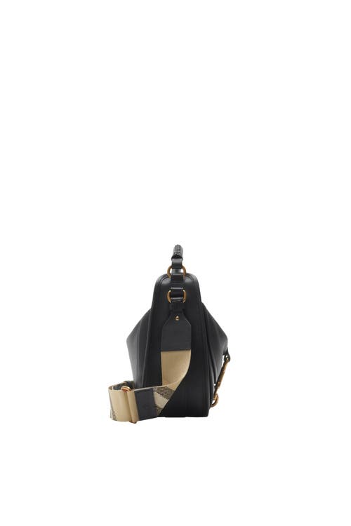 Burberry Womens Small B Clip Leather Messenger Bag Black In Black