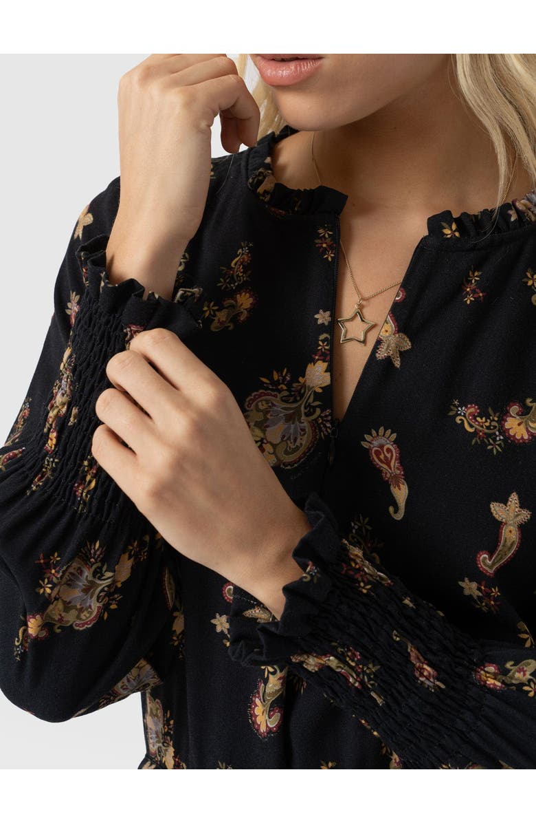 Saint + Sofia Olivia Zip Up Short Sleeve Dress, Alternate, color, Highland Paisley