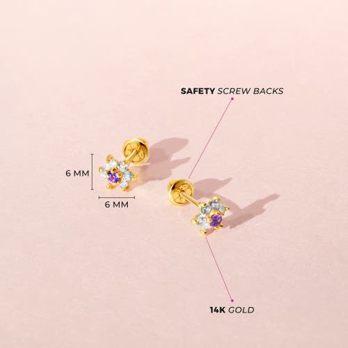 In Season Jewelry 14k Flower Cluster Earrings In Purple