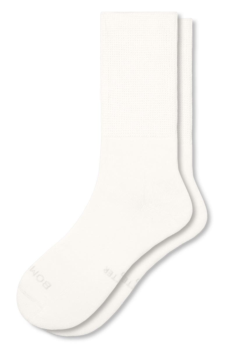 Bombas Ultrastretch Cotton Blend Crew Socks, Alternate, color, Soft White