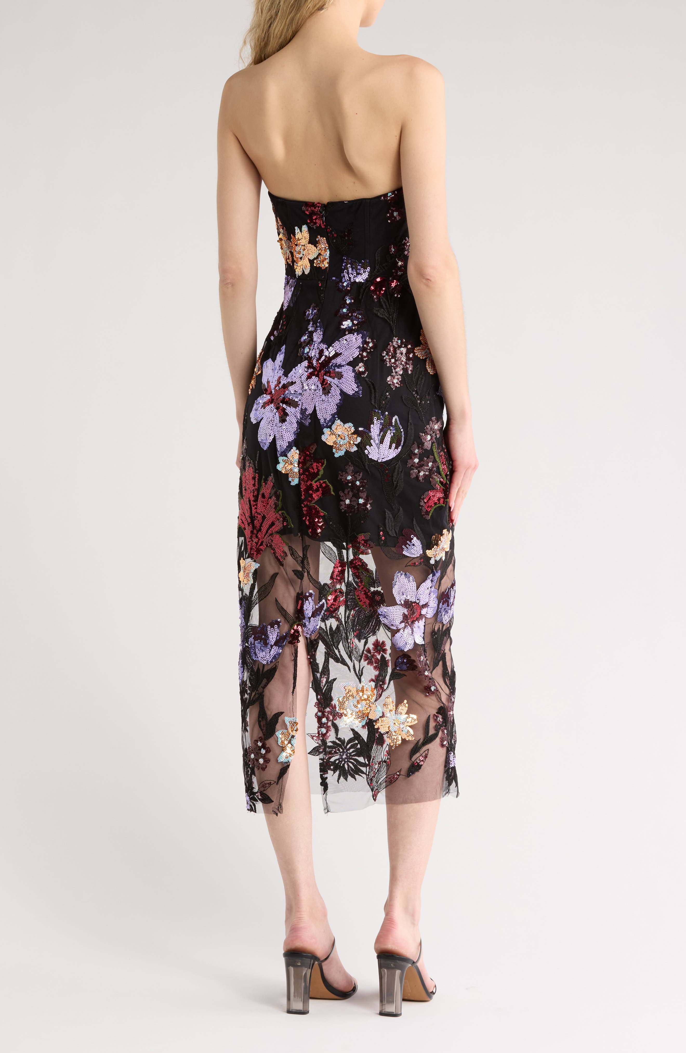 Strapless Sequin Floral Dress - image 2