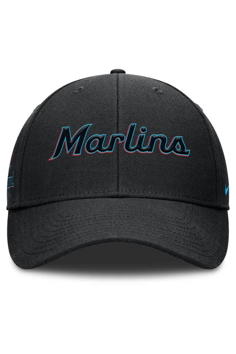 Men's Nike Black Miami Marlins Rise Gaberdine Adjustable Hat, Alternate, color, Black