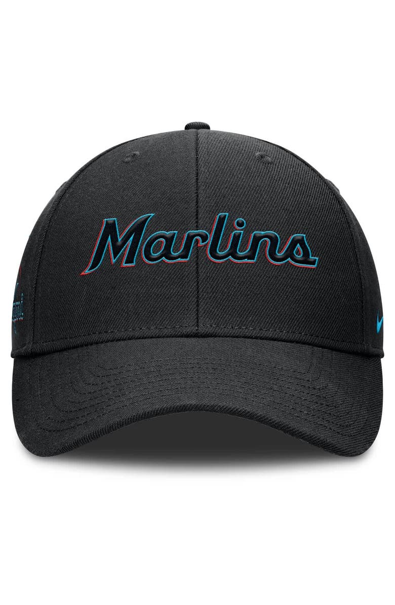 Nike Men's Nike Black Miami Marlins Rise Gaberdine Adjustable Hat, Alternate, color, Black