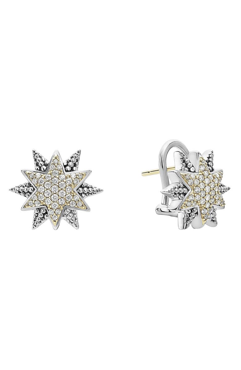 LAGOS North Star Diamond Omega Earrings, Alternate, color,