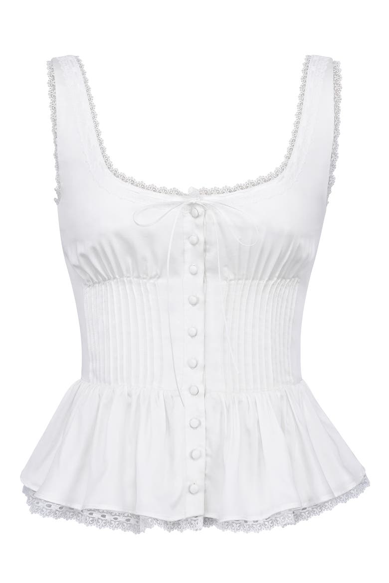 Effie Lace Trim Button-Up Dress, Alternate, color, WHITE