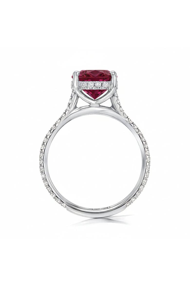 Round Lab Ruby & Diamond Solitaire Engagement Ring 14K, Alternate, color, 3.91ct/White Gold
