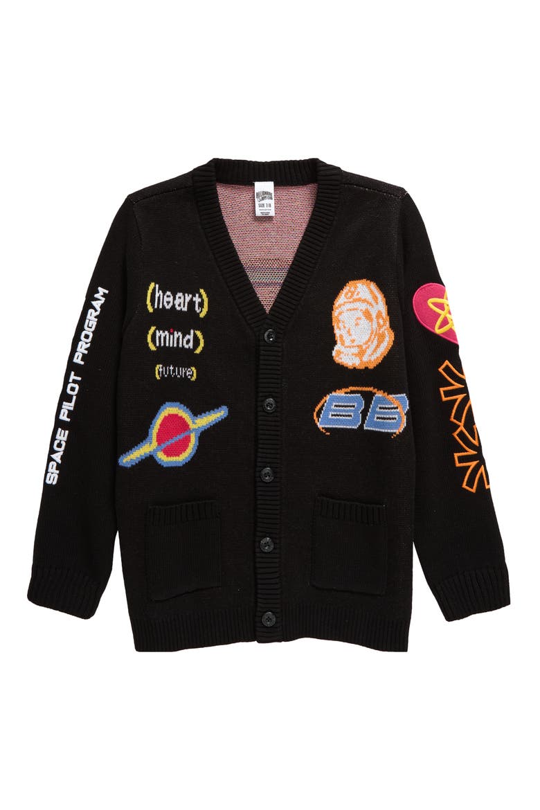 Kids' Future Jacquard Cotton Graphic Cardigan, Main, color, BLACK