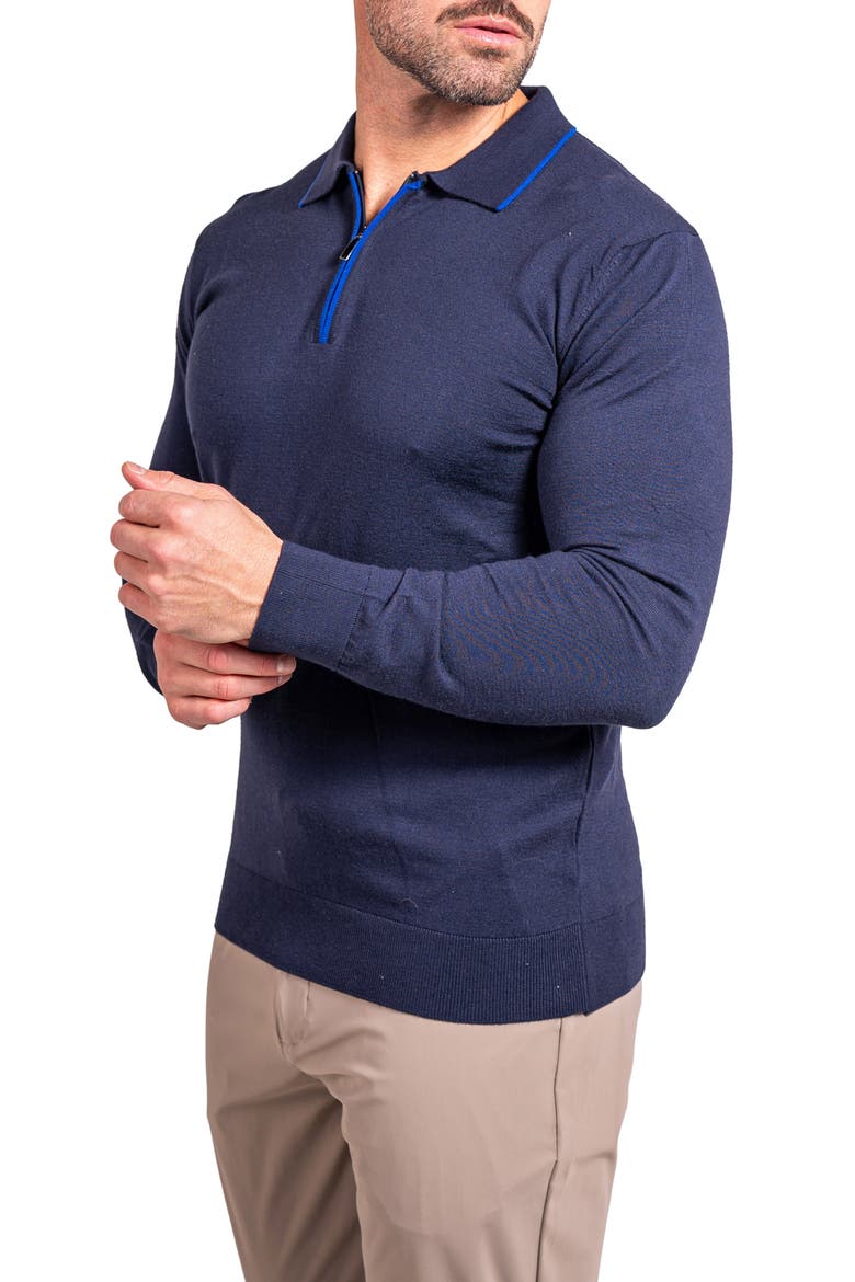 Knitted Passion Quarter Zip Sweater, Alternate, color, BLUE