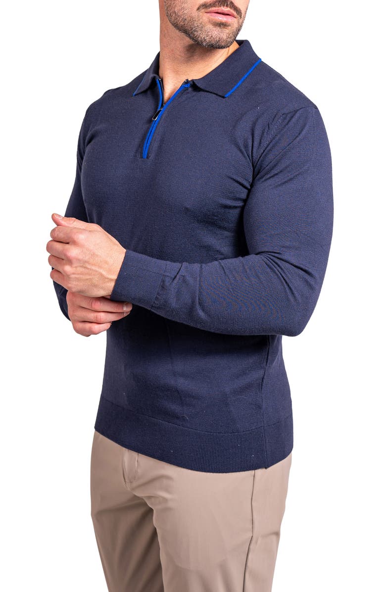 Maceoo Knitted Passion Quarter Zip Sweater, Alternate, color, Blue