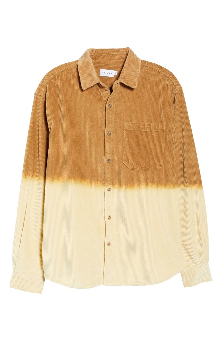 Topman Bleached Corduroy Button-Up Shirt, Main, color,