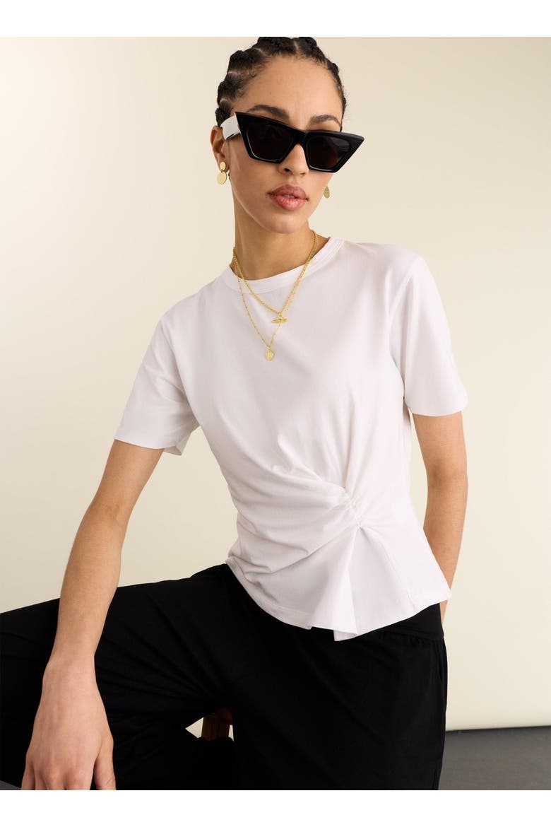 Lois Twist Draped Top, Main, color, Pure White