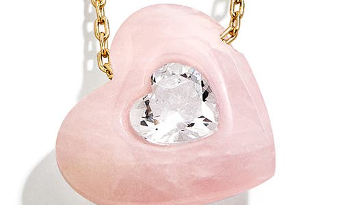 Shop Baublebar Crystal Heart Pendant Necklace In Pink