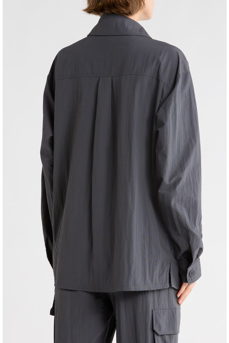 Crinkle Textured Shacket, Alternate, color, EBONY/ SHADOW BLACK