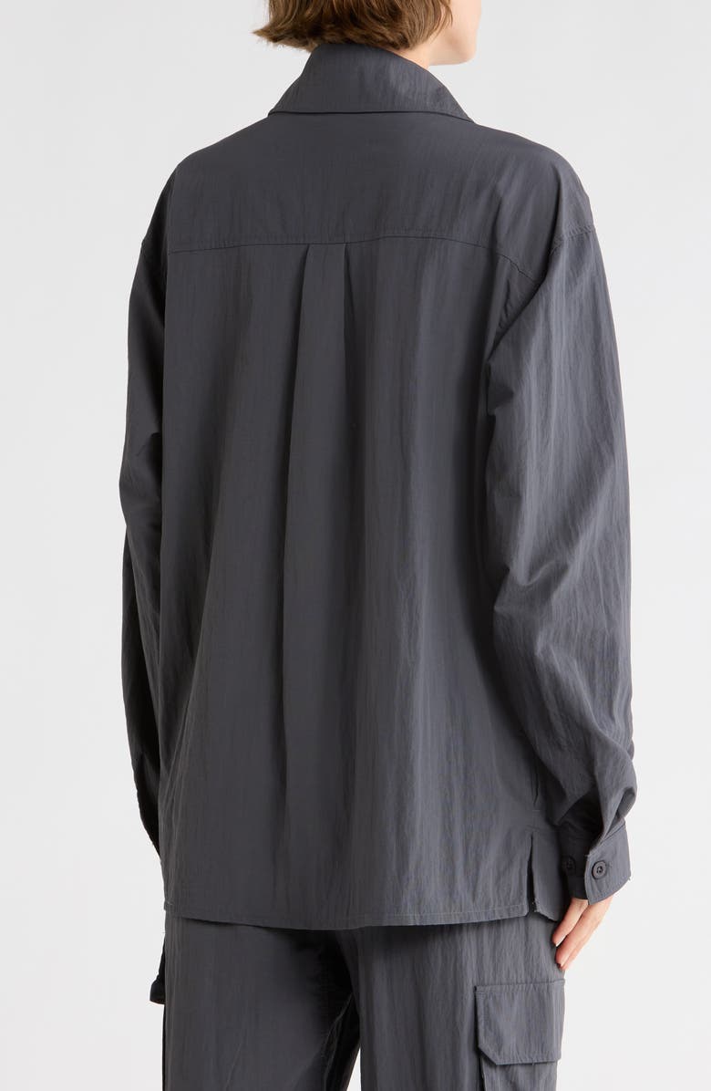 Faith Connexion Crinkle Textured Shacket, Alternate, color, Ebony/ Shadow Black