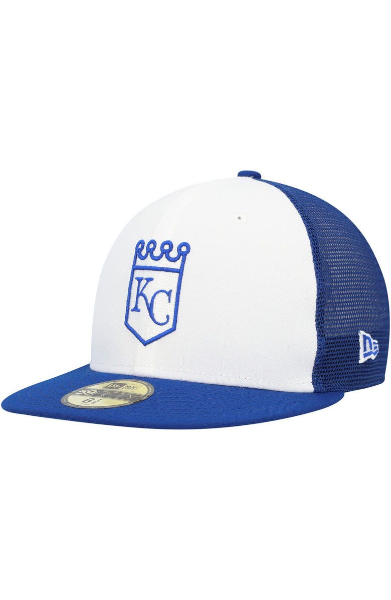 New Era Men's New Era White/Blue Kansas City Royals 2023 On-Field Batting Practice 59FIFTY Fitted Hat, Main, color, White