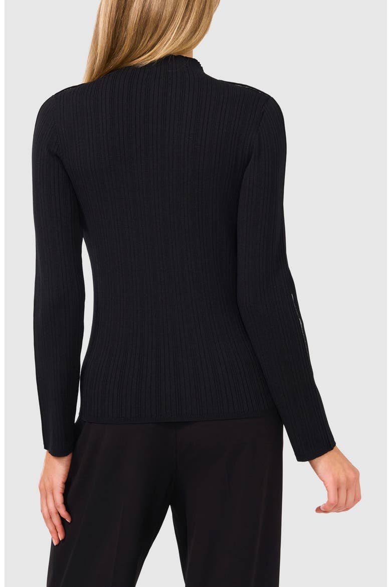 Piped Mock Neck Rib Sweater, Alternate, color, RICH BLACK 060