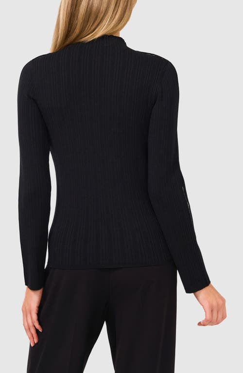 Halogenr Halogen(r) Piped Mock Neck Rib Sweater In Black