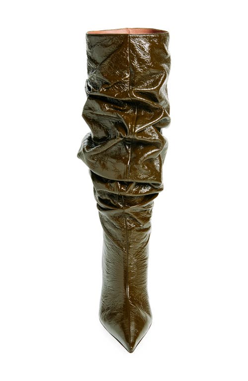 Amina Muaddi Anok Pointed Toe Boot In Crackle Mud