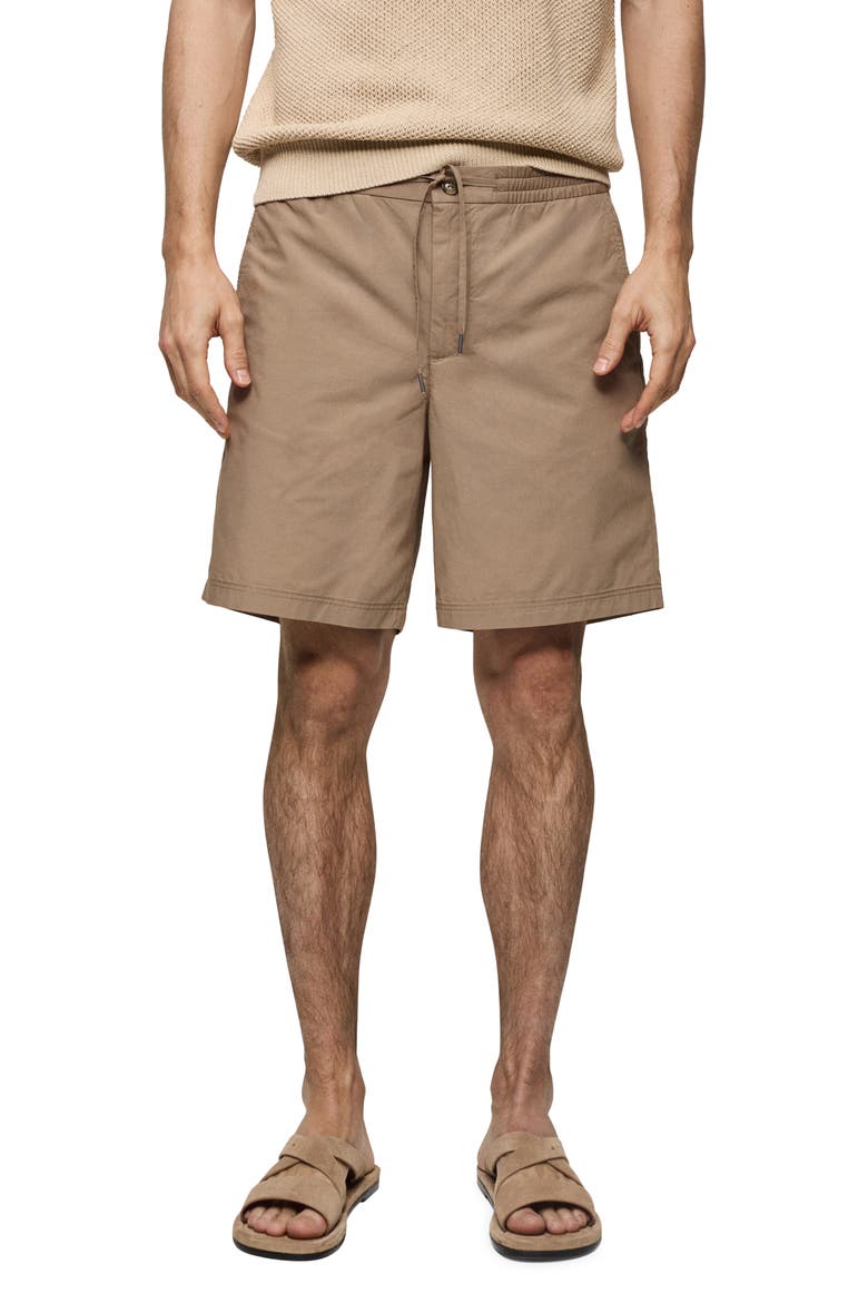 Drawstring Cotton Bermuda Shorts, Main, color, BEIGE
