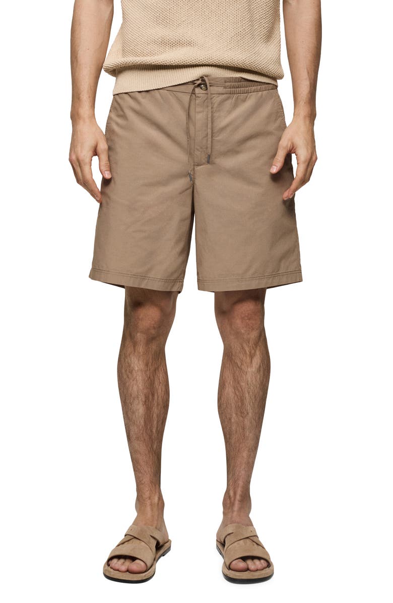 MANGO Drawstring Cotton Bermuda Shorts, Main, color, 