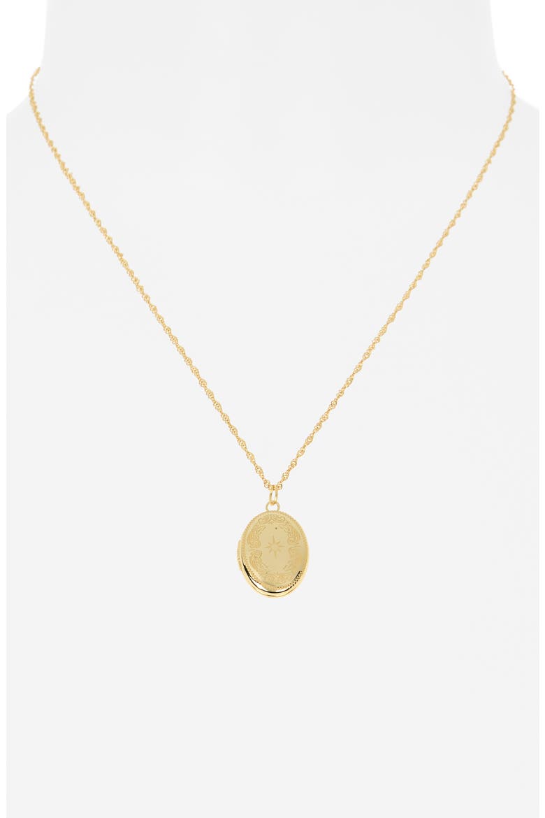 Etched Sparkle Locket Necklace, Alternate, color, GOLD