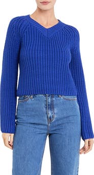 English Factory V-Neck Crop Sweater