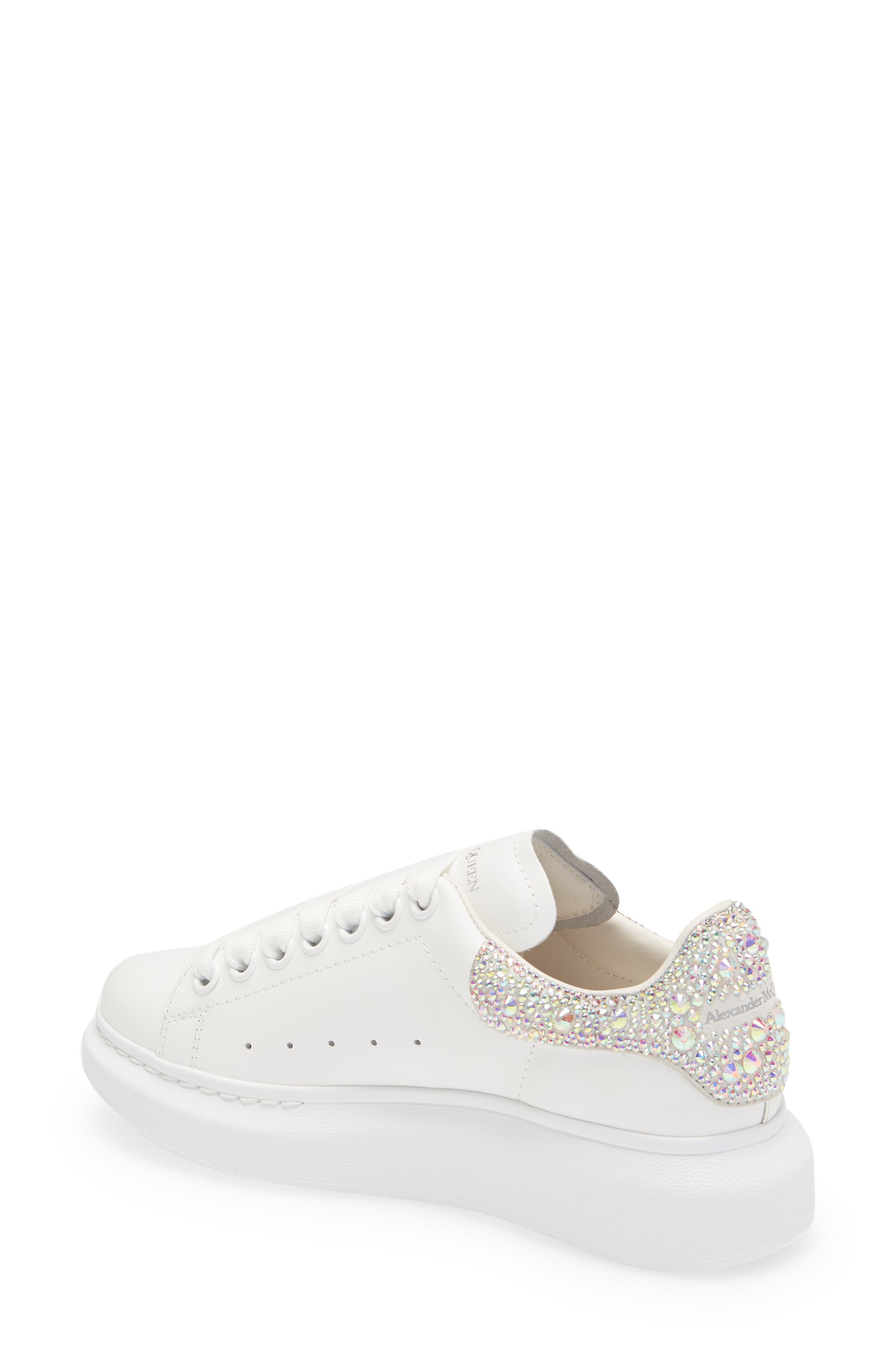 Oversized Crystal Embellished Sneaker, Alternate, color, WHITE